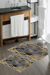 Kaymaz Taban Yıkanabilir 2’li Banyo Paspası - Nova Bath Desenli 60*100 Cm - 50*60 Cm