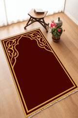 Dekoratif Dijital Baskılı Siyah Kaymaz Taban Seccade Namazlık 70 x 110