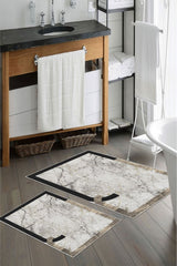 Kaymaz Taban Yıkanabilir 2’li Banyo Paspası - Nova Bath Desenli 60*100 Cm - 50*60 Cm