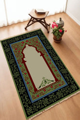 Dekoratif Dijital Baskılı Siyah Kaymaz Taban Seccade Namazlık 70 x 110