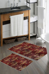 Kaymaz Taban Yıkanabilir 2’li Banyo Paspası - Nova Bath Desenli 60*100 Cm - 50*60 Cm