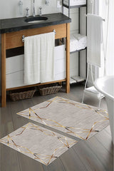 Kaymaz Taban Yıkanabilir 2’li Banyo Paspası - Nova Bath Desenli 60*100 Cm - 50*60 Cm