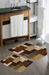 Kaymaz Taban Yıkanabilir 2’li Banyo Paspası - Nova Bath Desenli 60*100 Cm - 50*60 Cm