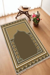 Dekoratif Dijital Baskılı Siyah Kaymaz Taban Seccade Namazlık 70 x 115