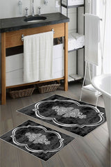 Kaymaz Taban Yıkanabilir 2’li Banyo Paspası - Nova Bath Desenli 60*100 Cm - 50*60 Cm