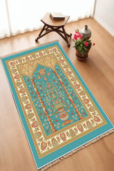 Dekoratif Dijital Baskılı Siyah Kaymaz Taban Seccade Namazlık 70 x 112