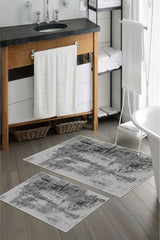 Kaymaz Taban Yıkanabilir 2’li Banyo Paspası - Nova Bath Desenli 60*100 Cm - 50*60 Cm