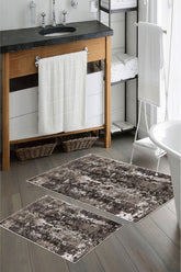 Kaymaz Taban Yıkanabilir 2’li Banyo Paspası - Nova Bath Desenli 60*100 Cm - 50*60 Cm