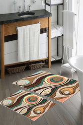 Kaymaz Taban Yıkanabilir 2’li Banyo Paspası - Nova Bath Desenli 60*100 Cm - 50*60 Cm