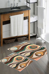 Kaymaz Taban Yıkanabilir 2’li Banyo Paspası - Nova Bath Desenli 60*100 Cm - 50*60 Cm