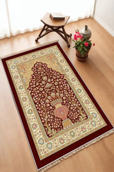 Dekoratif Dijital Baskılı Siyah Kaymaz Taban Seccade Namazlık 70 x 113