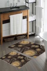 Kaymaz Taban Yıkanabilir 2’li Banyo Paspası - Nova Bath Desenli 60*100 Cm - 50*60 Cm