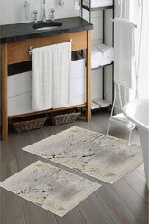 Kaymaz Taban Yıkanabilir 2’li Banyo Paspası - Nova Bath Desenli 60*100 Cm - 50*60 Cm