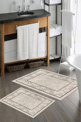 Kaymaz Taban Yıkanabilir 2’li Banyo Paspası - Nova Bath Desenli 60*100 Cm - 50*60 Cm