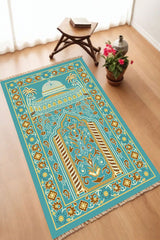 Dekoratif Dijital Baskılı Siyah Kaymaz Taban Seccade Namazlık 70 x 110
