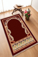 Dekoratif Dijital Baskılı Siyah Kaymaz Taban Seccade Namazlık 70 x 111