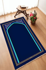Dekoratif Dijital Baskılı Siyah Kaymaz Taban Seccade Namazlık 70 x 110