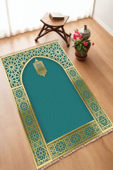 Dekoratif Dijital Baskılı Siyah Kaymaz Taban Seccade Namazlık 70 x 110