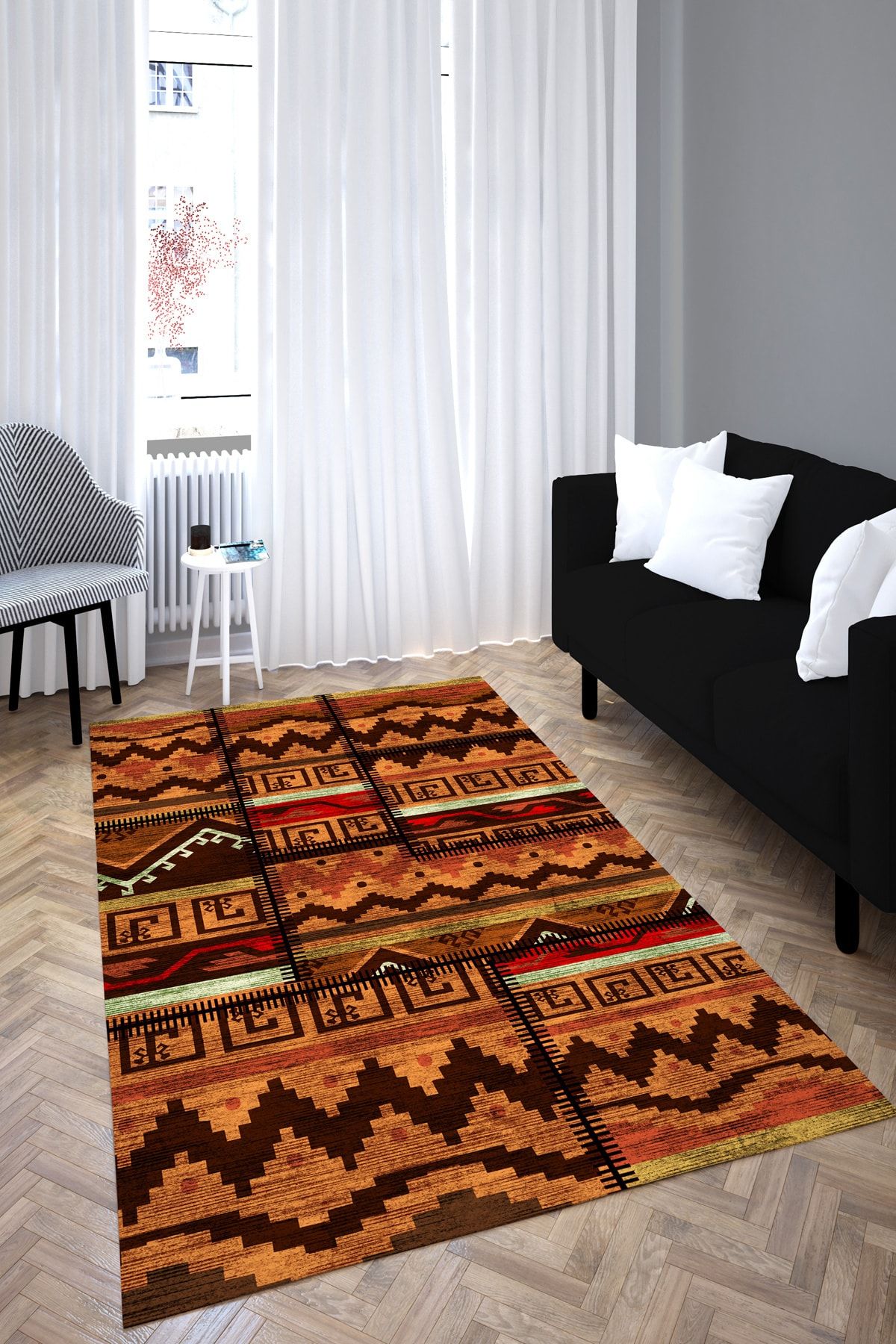 Anatolian Premium Desenli Saçaklı Salon Halısı Şönil Pamuk-polyester Halı