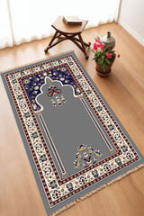 Dekoratif Dijital Baskılı Siyah Kaymaz Taban Seccade Namazlık 70 x 110