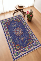 Dekoratif Dijital Baskılı Siyah Kaymaz Taban Seccade Namazlık 70 x 110