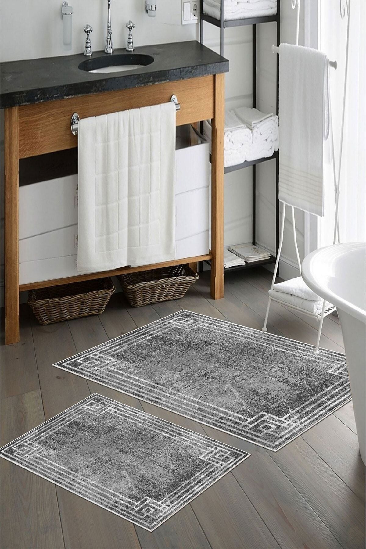 Kaymaz Taban Yıkanabilir Banyo Paspası - Nova Bath Desenli 50*80 Cm