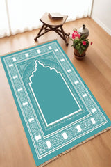 Dekoratif Dijital Baskılı Siyah Kaymaz Taban Seccade Namazlık 70 x 110