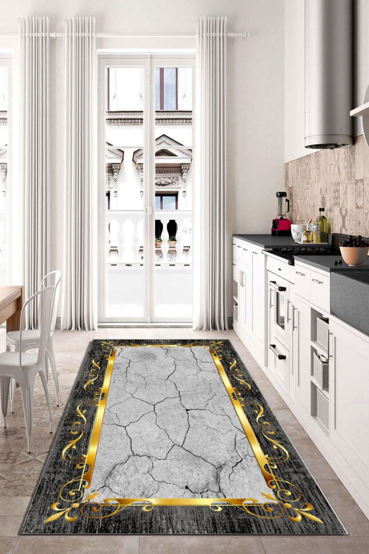 Dijital Baskı Kaymaz Tabanlı Yıkanabilir Salon Halısı Mutfak Halısı Koridor Halısı