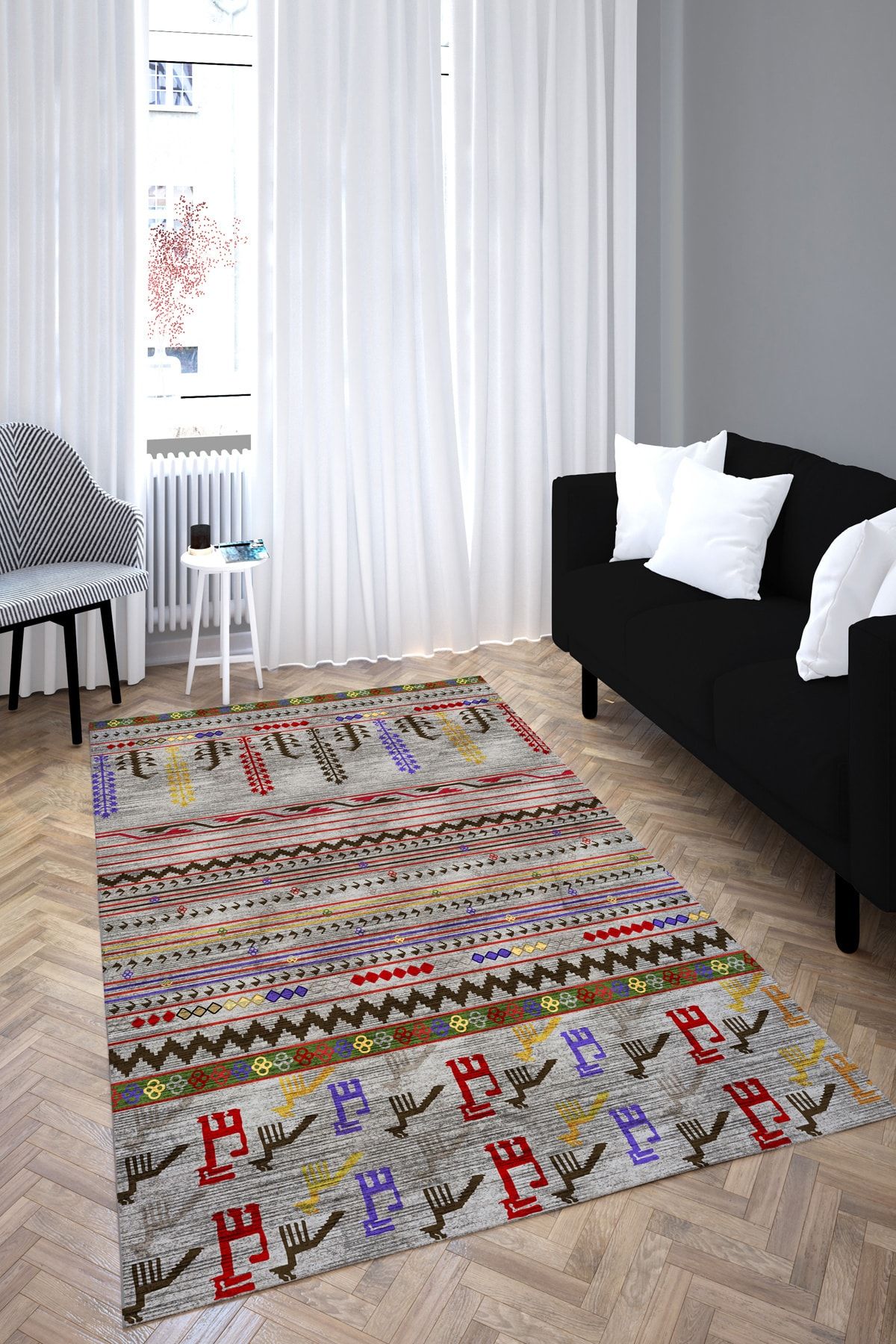Anatolian Premium Desenli Saçaklı Salon Halısı Şönil Pamuk-polyester Halı