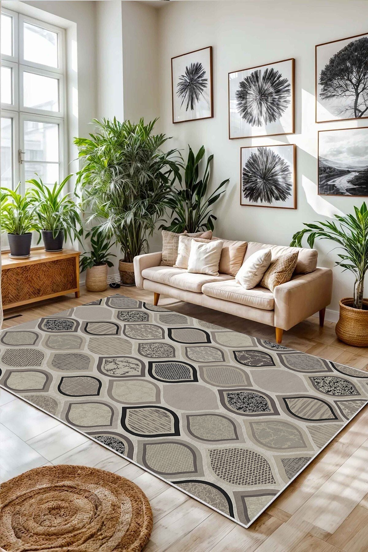 Eco Touch Süngersiz Konspet Tasarım Dijital Baskılı  Salon Halısı Mutfak Halısı