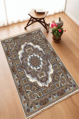 Dekoratif Dijital Baskılı Siyah Kaymaz Taban Seccade Namazlık 70 x 110