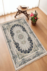 Dekoratif Dijital Baskılı Siyah Kaymaz Taban Seccade Namazlık 70 x 110