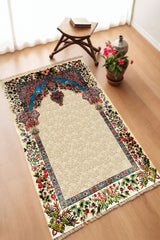 Dekoratif Dijital Baskılı Siyah Kaymaz Taban Seccade Namazlık 70 x 110