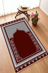 Dekoratif Dijital Baskılı Siyah Kaymaz Taban Seccade Namazlık 70 x 110
