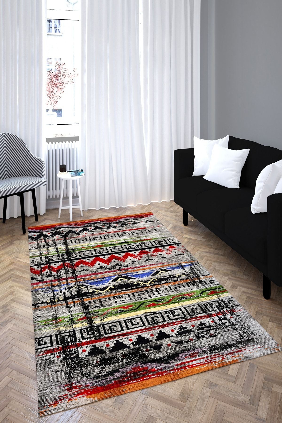 Anatolian Premium Desenli Saçaklı Salon Halısı Şönil Pamuk-polyester Halı