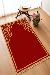 Dekoratif Dijital Baskılı Siyah Kaymaz Taban Seccade Namazlık 70 x 110