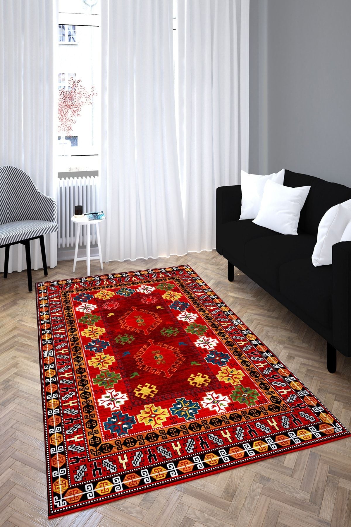 Anatolian Premium Desenli Saçaklı Salon Halısı Şönil Pamuk-polyester Halı