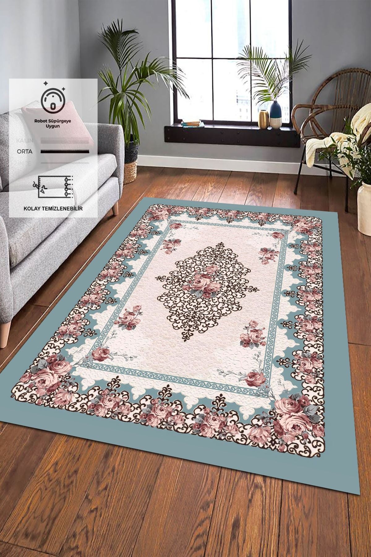 Dijital Baskı Kaymaz Tabanlı Yıkanabilir Salon Halısı Mutfak Halısı Koridor Halısı