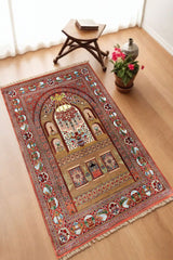 Dekoratif Dijital Baskılı Siyah Kaymaz Taban Seccade Namazlık 70 x 110