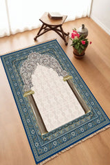 Dekoratif Dijital Baskılı Siyah Kaymaz Taban Seccade Namazlık 70 x 110