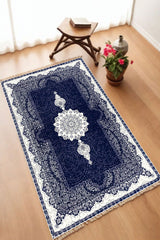 Dekoratif Dijital Baskılı Siyah Kaymaz Taban Seccade Namazlık 70 x 110