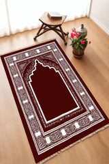 Dekoratif Dijital Baskılı Siyah Kaymaz Taban Seccade Namazlık 70 x 110