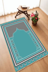Dekoratif Dijital Baskılı Siyah Kaymaz Taban Seccade Namazlık 70 x 110