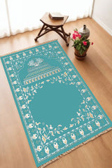Dekoratif Dijital Baskılı Siyah Kaymaz Taban Seccade Namazlık 70 x 110