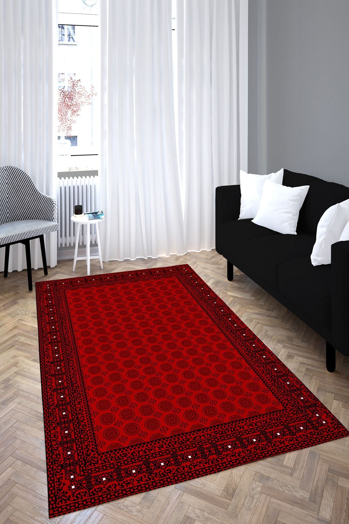 Afgan Premium Desenli Saçaklı Salon Halısı Şönil Pamuk-polyester Halı