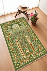 Dekoratif Dijital Baskılı Siyah Kaymaz Taban Seccade Namazlık 70 x 110