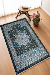 Dekoratif Dijital Baskılı Siyah Kaymaz Taban Seccade Namazlık 70 x 110
