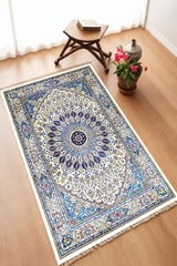 Dekoratif Dijital Baskılı Siyah Kaymaz Taban Seccade Namazlık 70 x 110