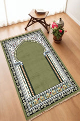 Dekoratif Dijital Baskılı Siyah Kaymaz Taban Seccade Namazlık 70 x 110