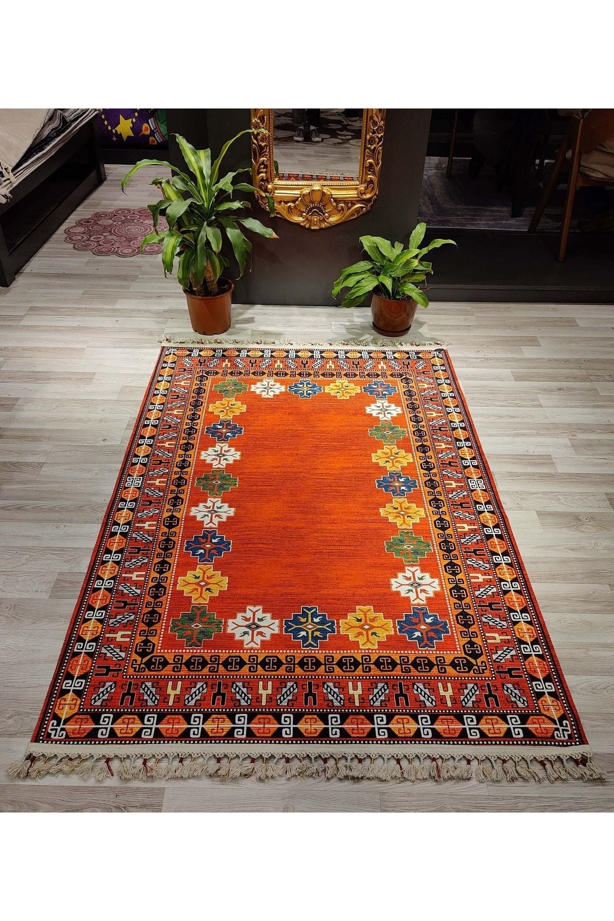 Anatolian Premium Desenli Saçaklı Salon Halısı Şönil Pamuk-polyester Halı